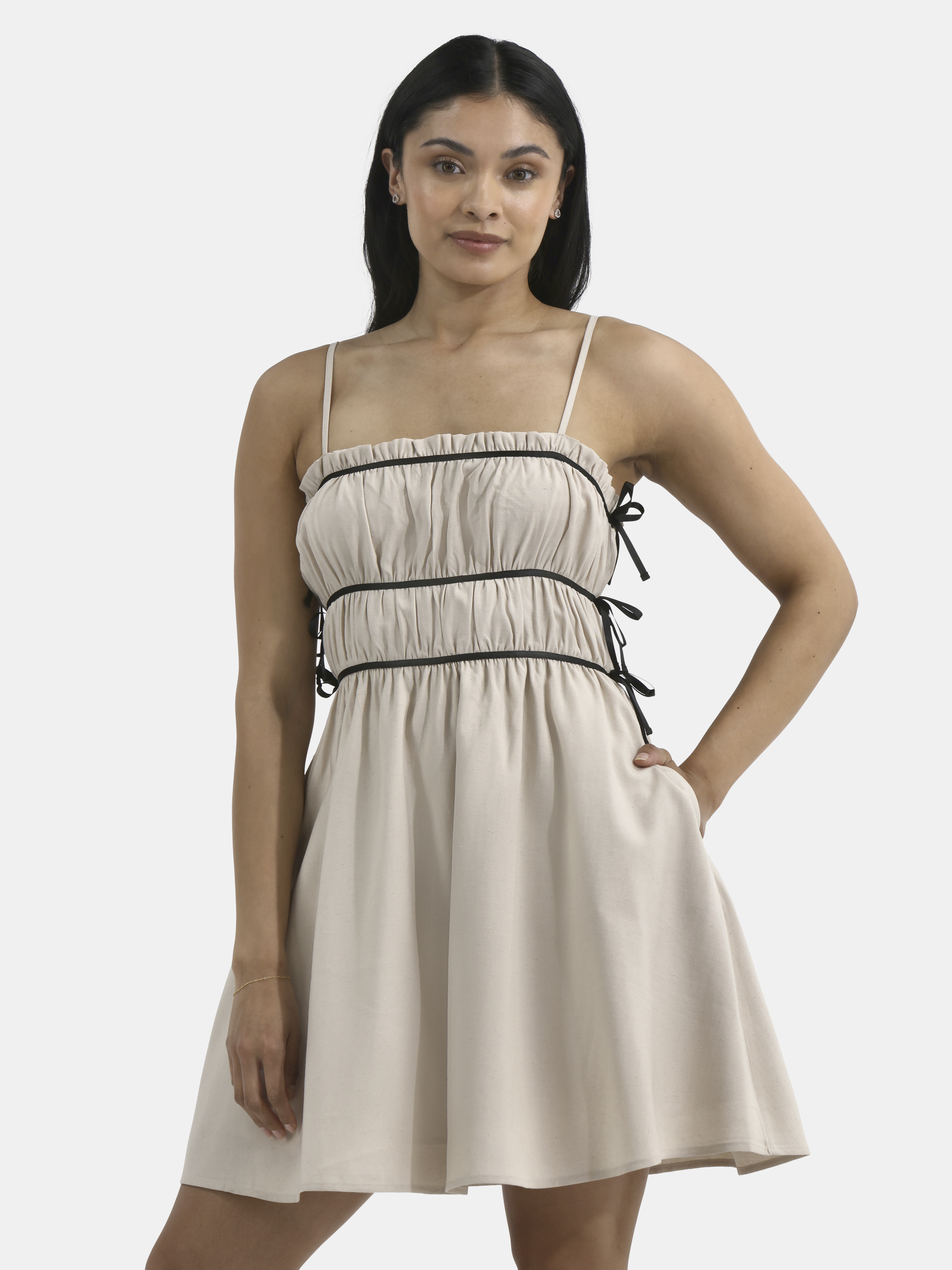 No Boundaries Smocked Mini Dress with Bows, Women's