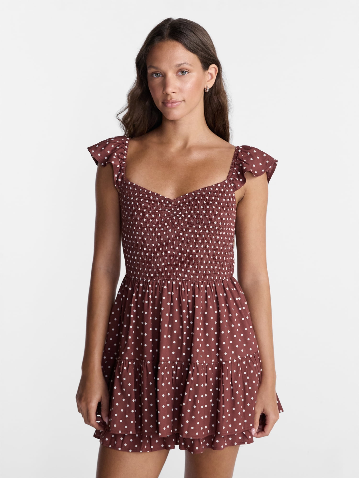 No Boundaries Smocked Romper with Flutter Sleeves, Women’s XXS-XXL