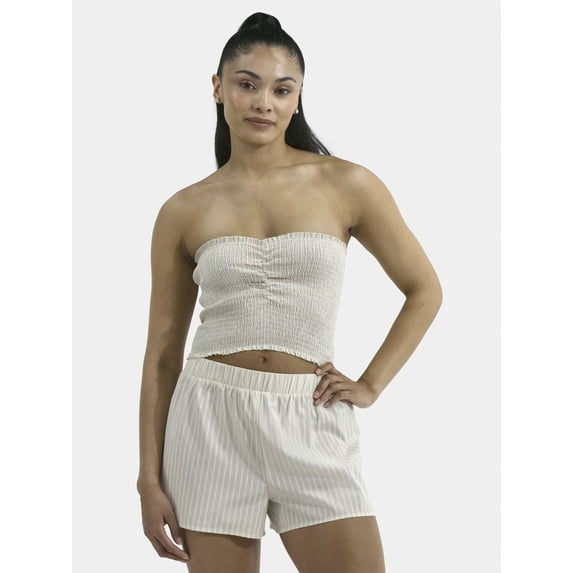 No Boundaries Smocked Tube Short Set, Women's