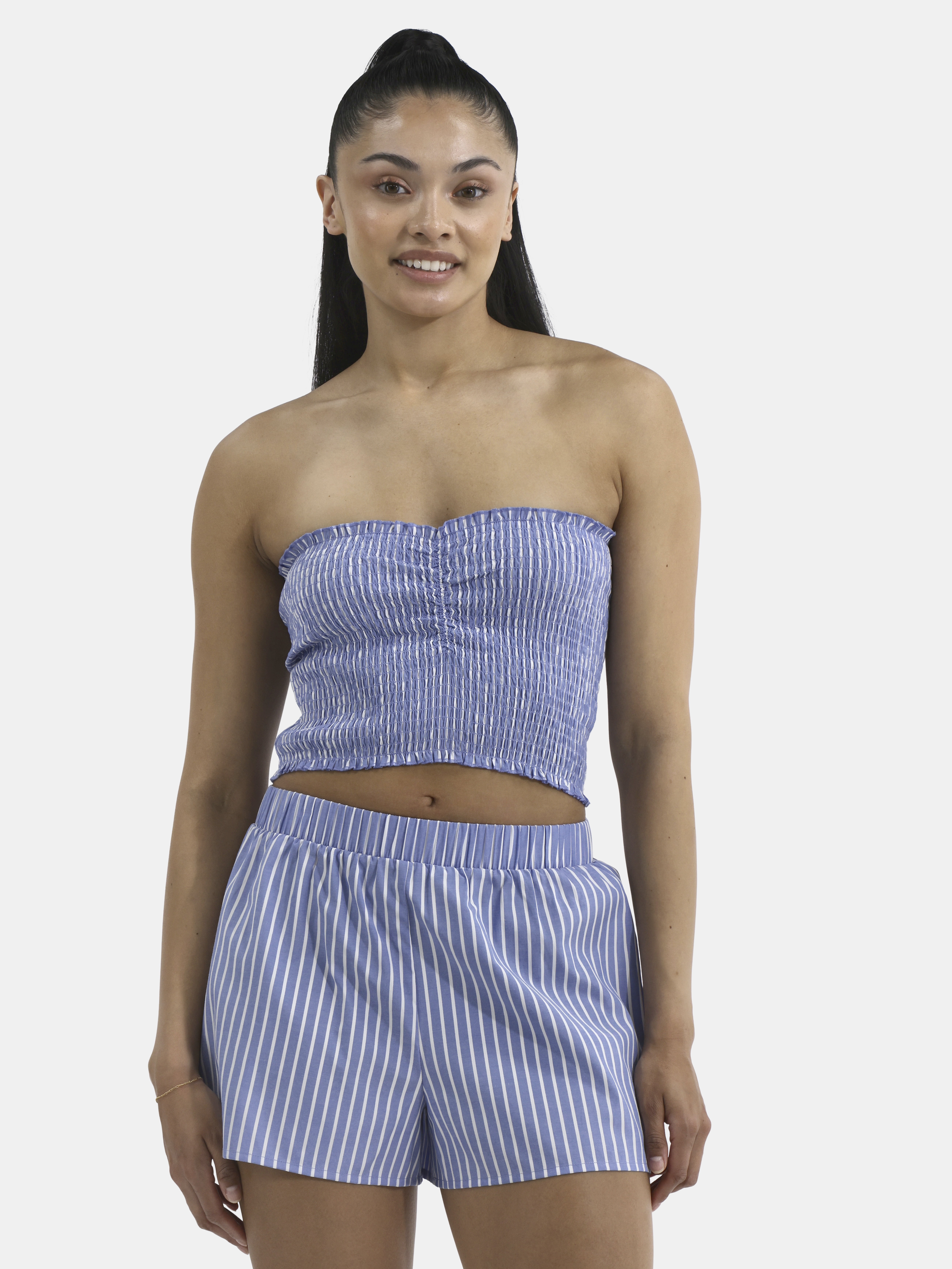 No Boundaries Smocked Tube Short Set, Women's