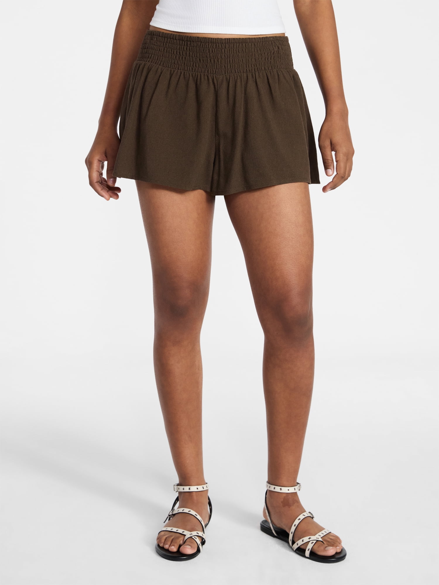 No Boundaries Smocked Waist Shorts, 2’’ Inseam, Women's XXS-XXL