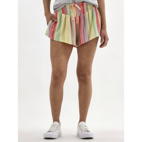 No Boundaries Smocked Waist Shorts, 2" Inseam, Women's