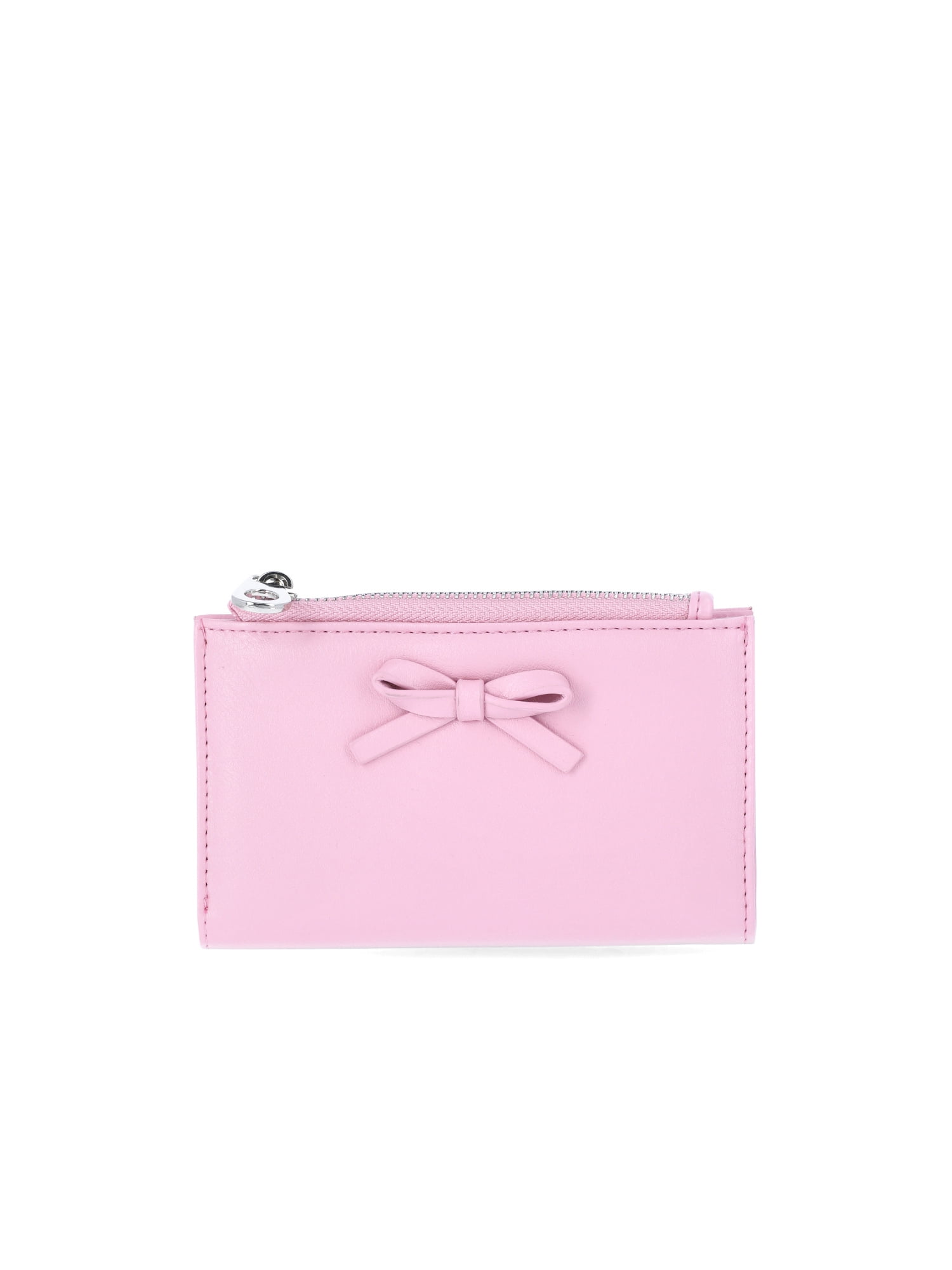 No Boundaries Women's Pink Bow Snap Wallet, Zipper Coin Pouch