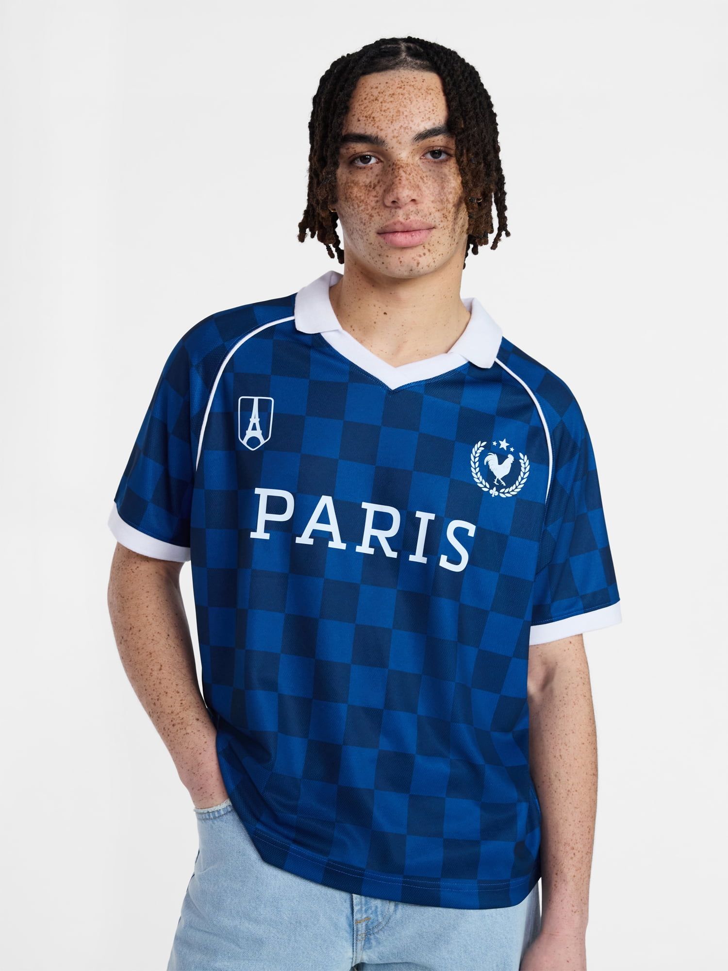 No Boundaries Soccer Jersey Mesh Tee with Short Sleeves, Men's XS-4XLT