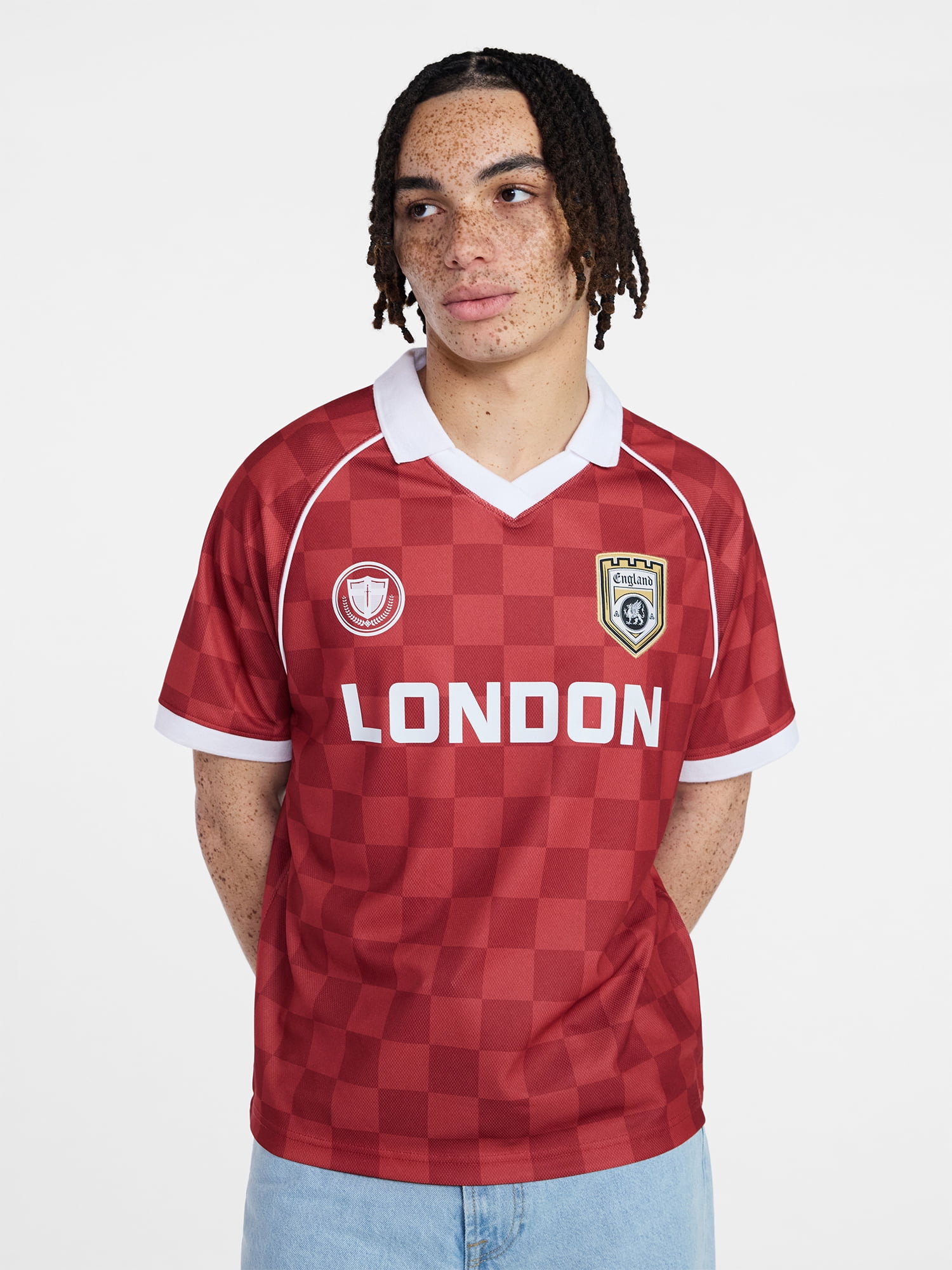 No Boundaries Soccer Jersey Mesh Tee with Short Sleeves, Men's XS