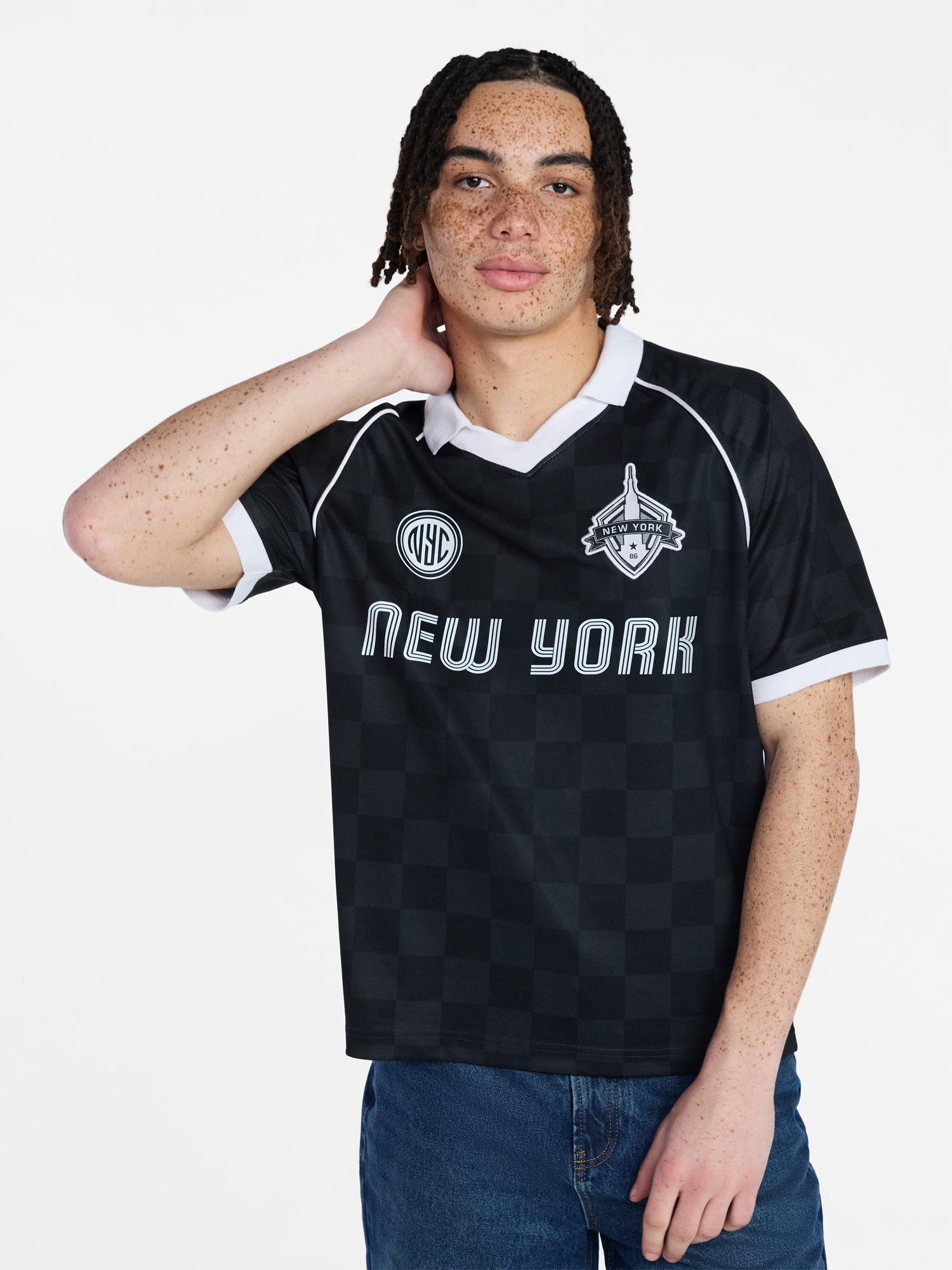 No Boundaries Soccer Jersey Mesh Tee with Short Sleeves, Men's XS-4XLT