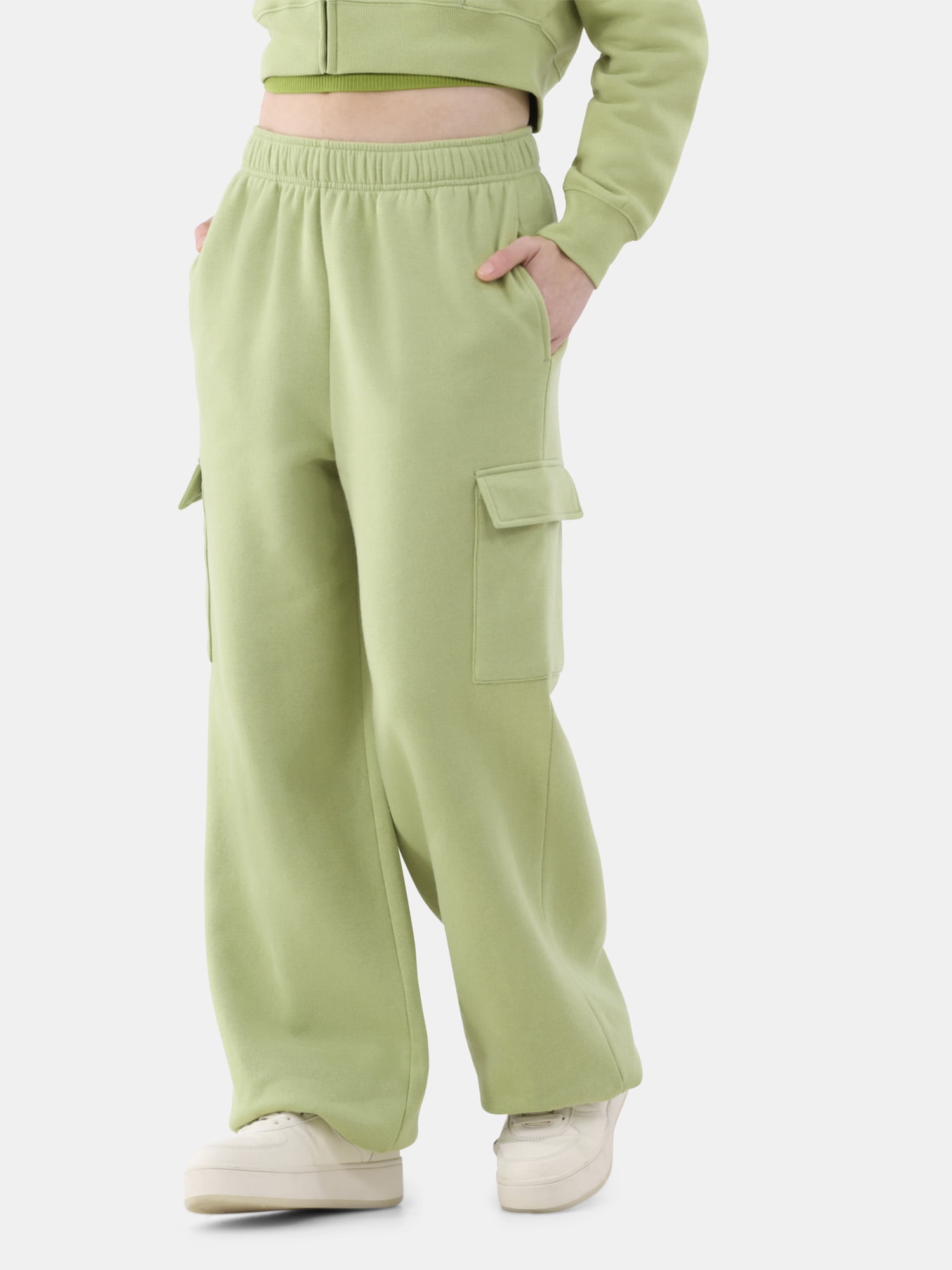 No Boundaries Soft Fleece Cargo Jogger Sweatpants, Women's