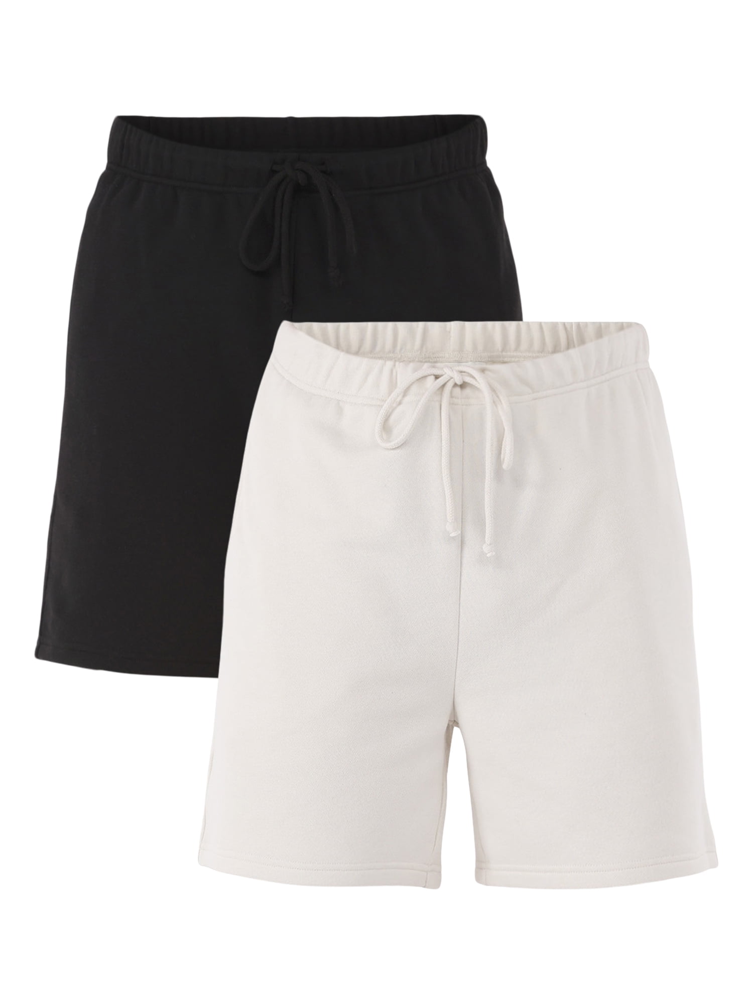 No Boundaries Soft Fleece Jogger Shorts, 6" Inseam, 2-Pack, Men's and Big Men's