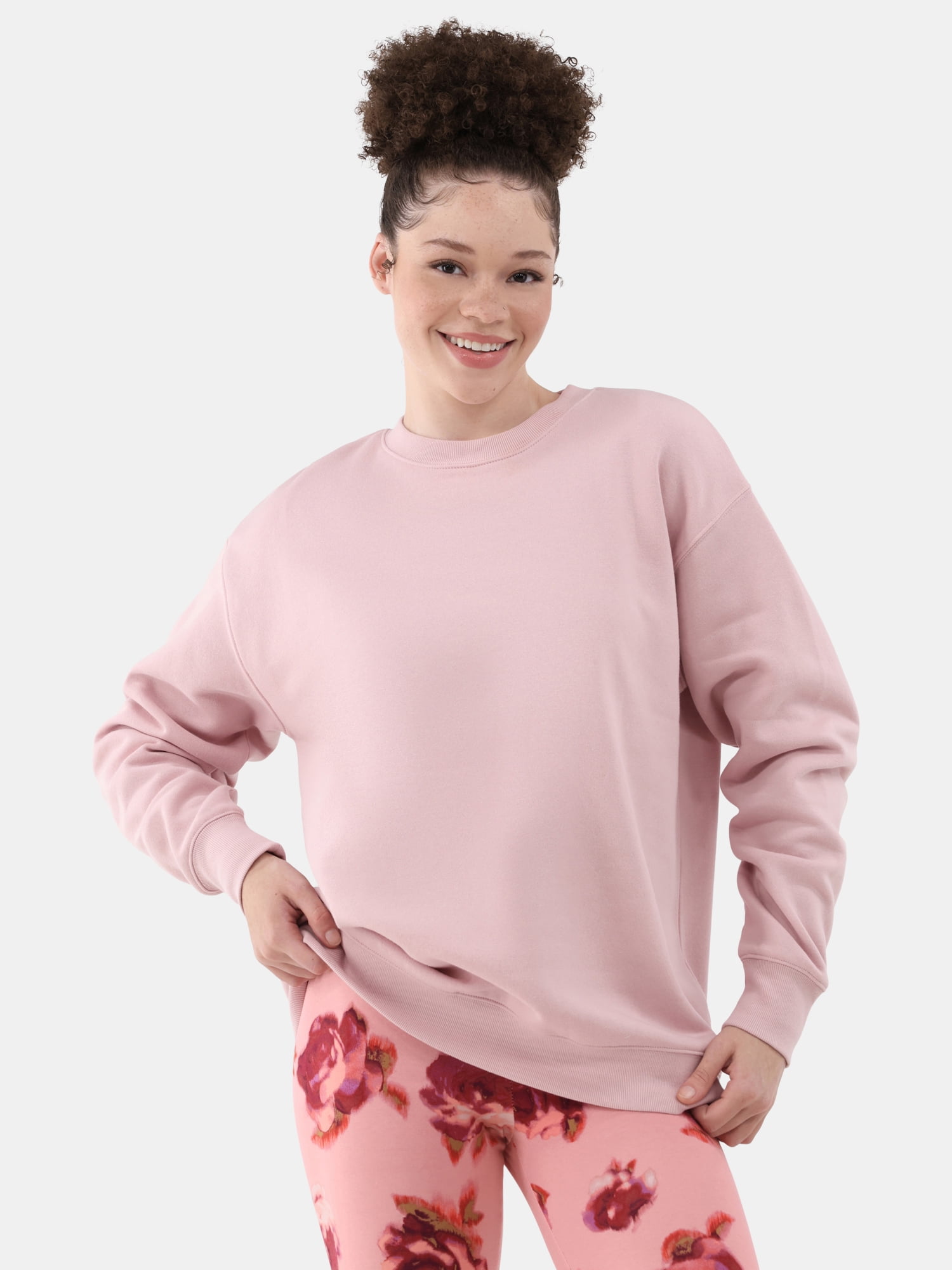 No Boundaries Fleece Oversized Sweatshirt with Long Sleeves, Women’s