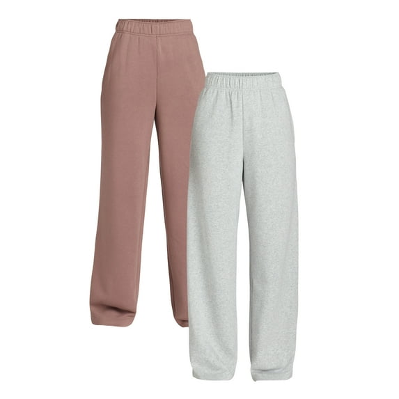 No Boundaries Soft Fleece Wide Leg Pants, 30” Inseam, 1 or 2-Pack, Women’s XXS-4X