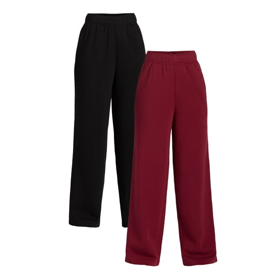 No Boundaries Soft Fleece Wide Leg Pants, 30” Inseam, 1 or 2-Pack, Women’s XXS-4X