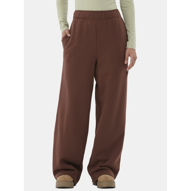 No Boundaries Soft Fleece Wide Leg Pants, 30” Inseam, 1 or 2-Pack, Women’s XXS-4X