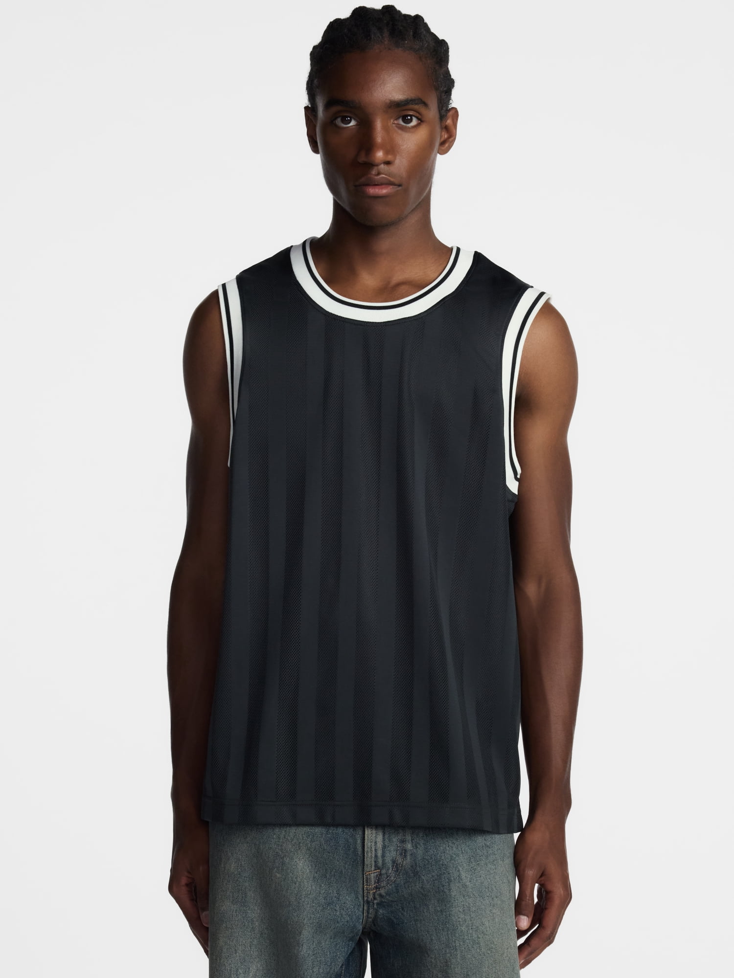 No Boundaries Striped Mesh Tank Top, Men's XS-2XL