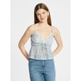 thumbnail image 1 of No Boundaries Tie Front Tank Top with Lace Trim, Women's XXS-XXXL, 1 of 5