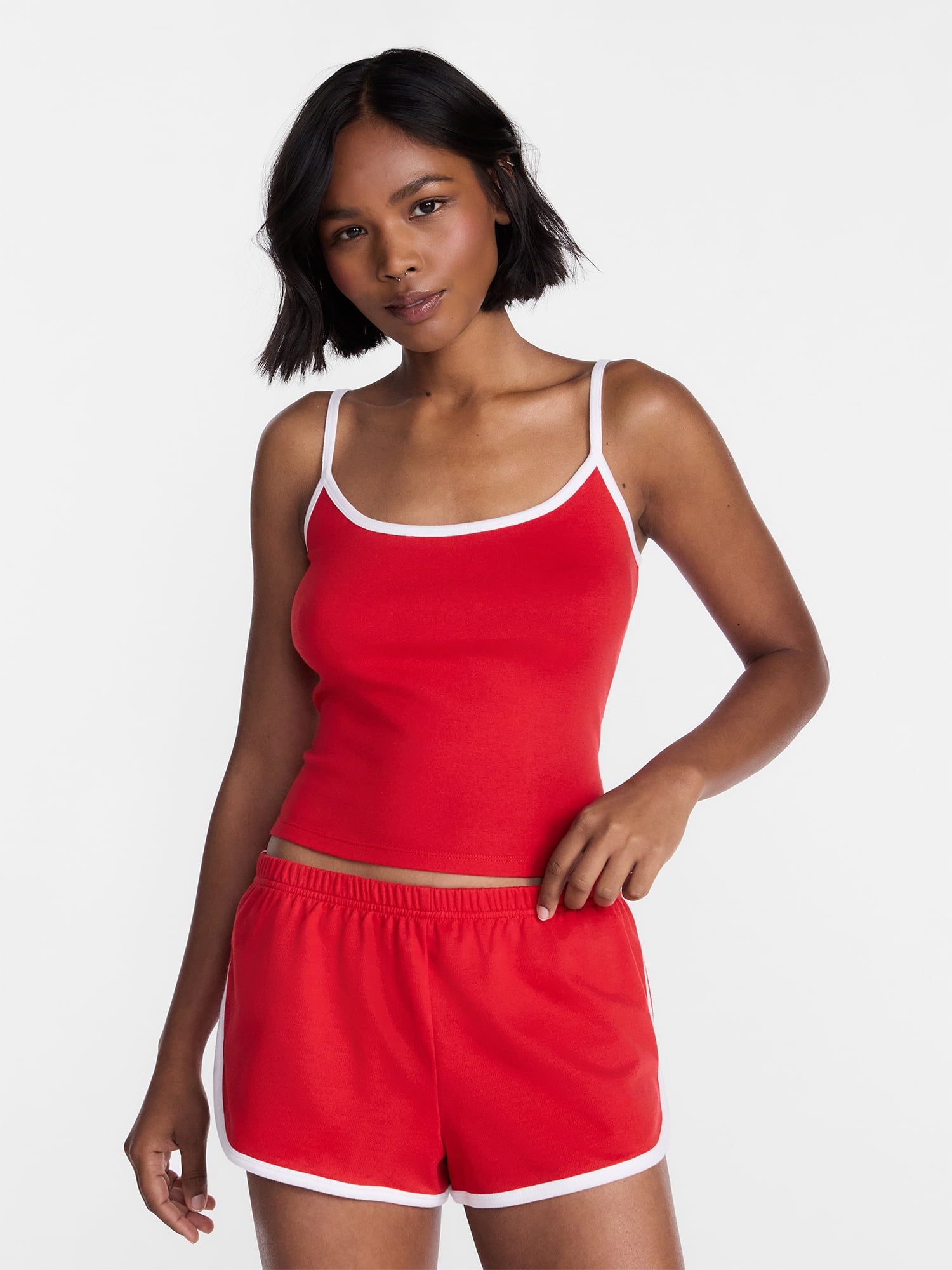No Boundaries Sports Tank Top and Shorts Sleep Set, 2-Piece, Women's XS-XXL