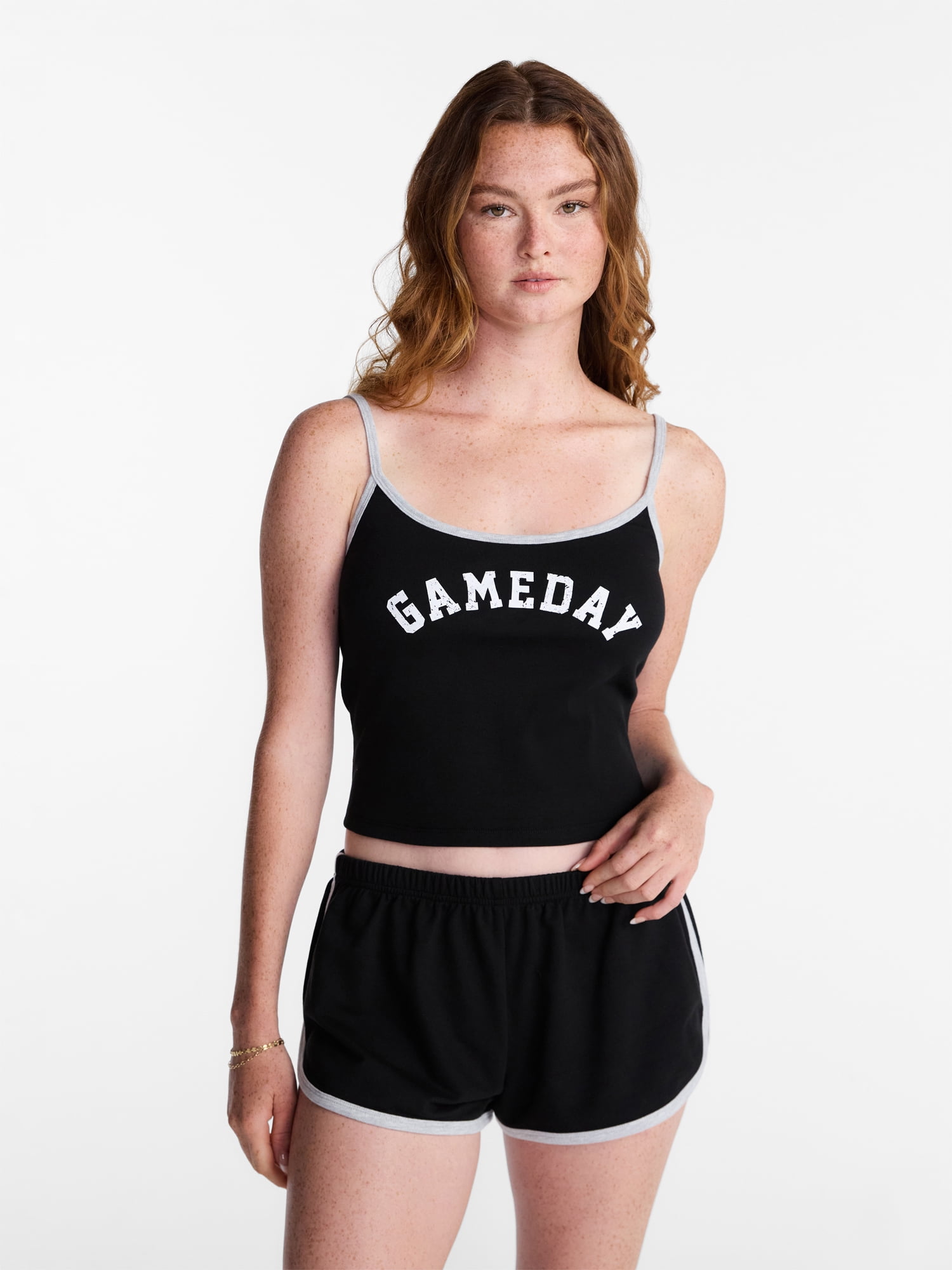 No Boundaries Sports Tank Top and Shorts Sleep Set, 2-Piece, Women's XS-XXL