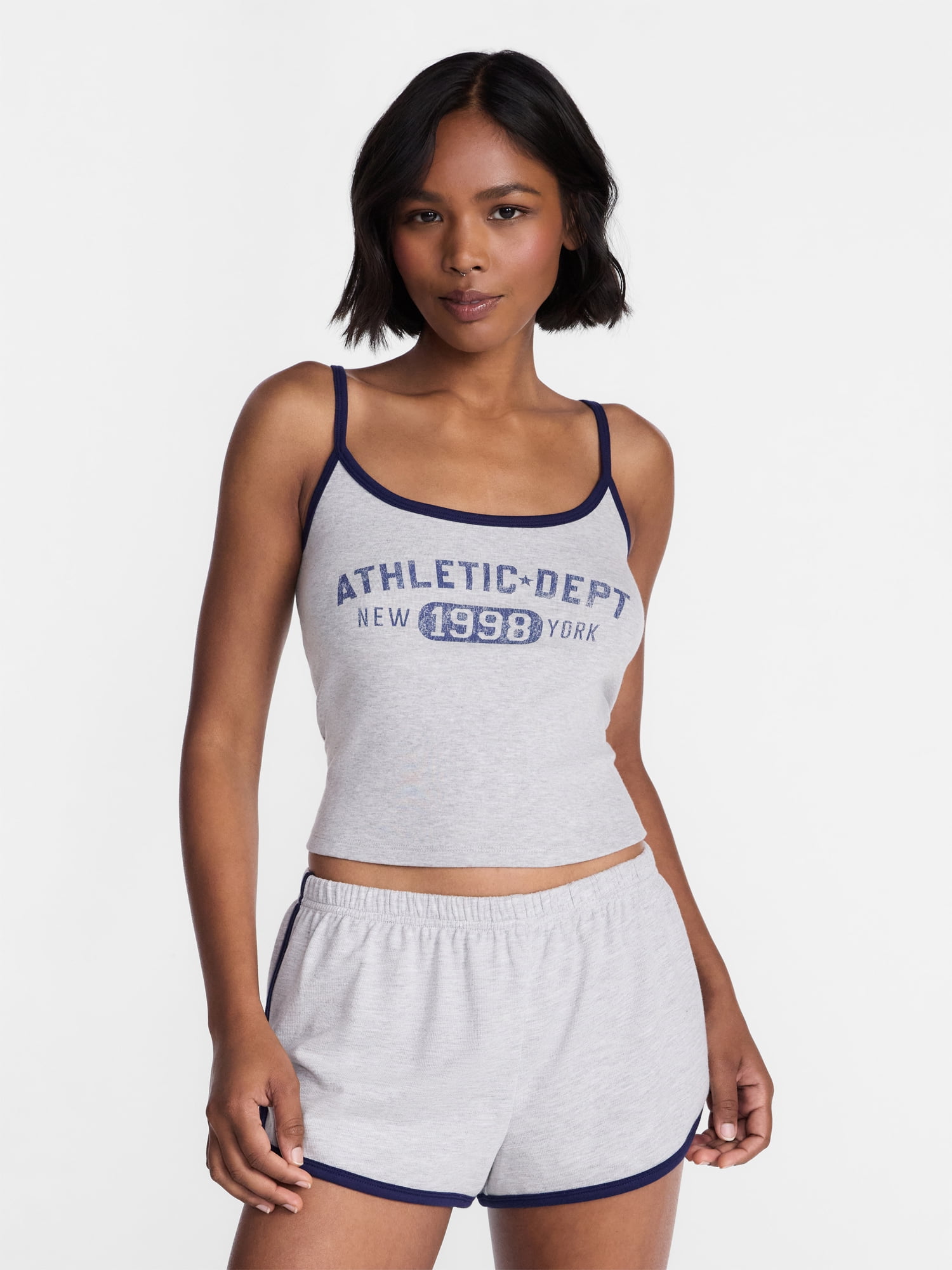 No Boundaries Sports Tank Top and Shorts Sleep Set, 2-Piece, Women's XS-XXL