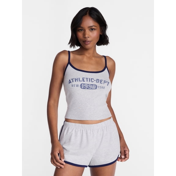 No Boundaries Sports Tank Top and Shorts Sleep Set, 2-Piece, Women's XS-XXL