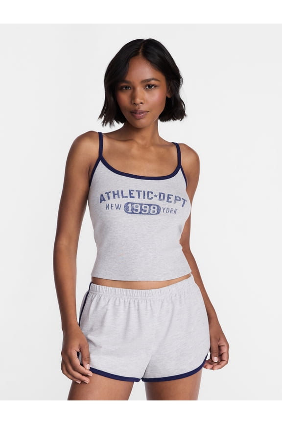 Sports Tank Top and Shorts Sleep Set, 2-Piece, Women's XS-XXL