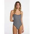 thumbnail image 1 of No Boundaries Sporty Stripe One-Piece Swimsuit, Women’s XXS-XXL, 1 of 5