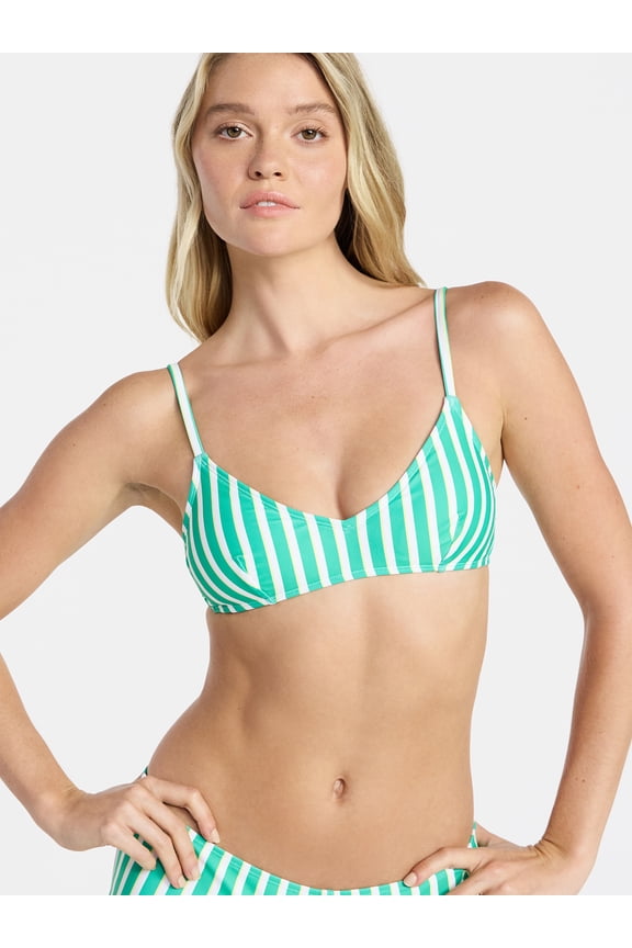 Sporty Striped Bralette Bikini Top, Women’s XXS-XXL