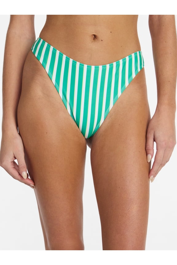Sporty Striped Mid-Rise Bikini Bottoms, Women’s XXS-XXL