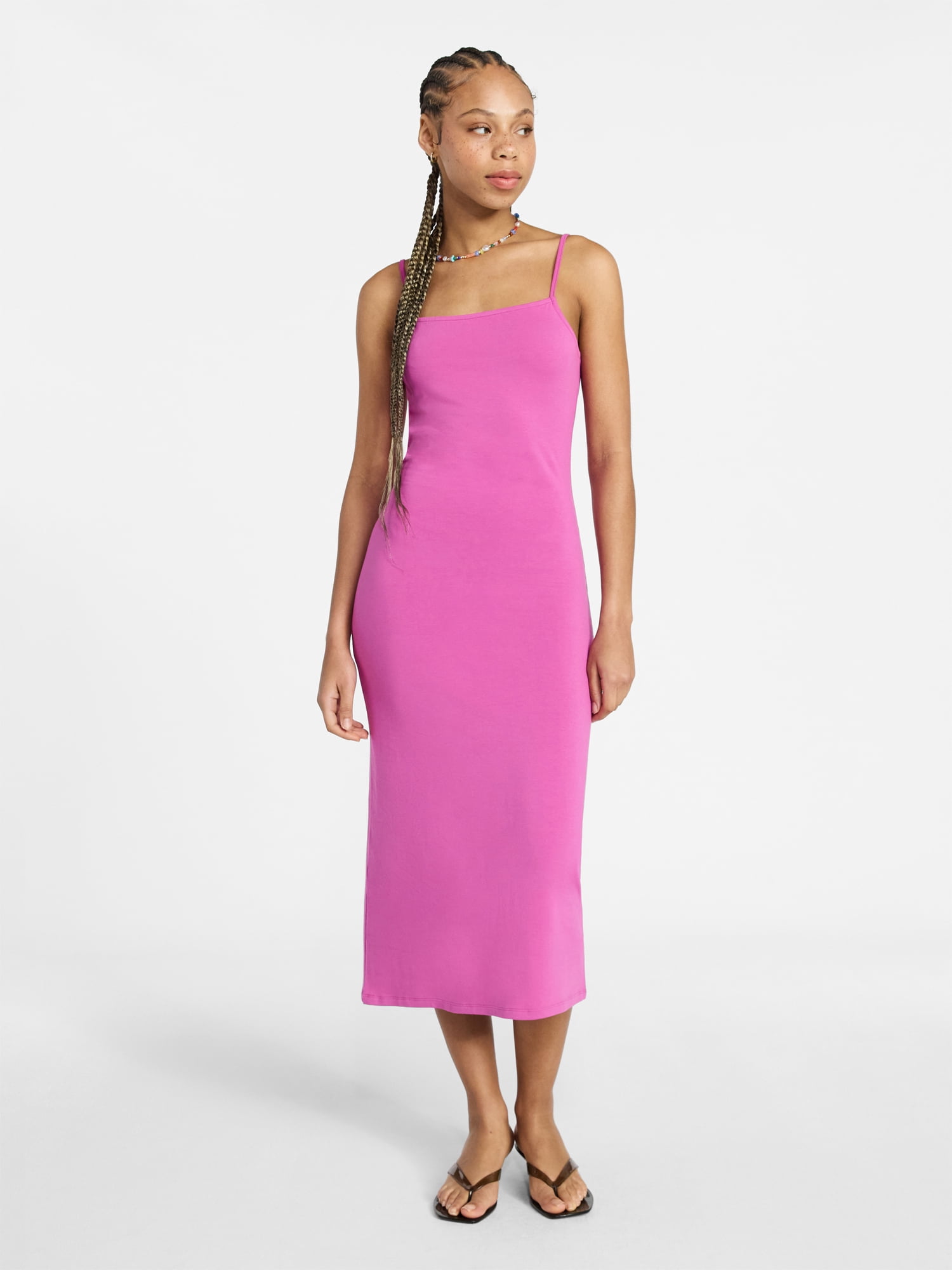 No Boundaries Sleeveless Square Neck Midi Dress, Women's & Women's Plus  Sizes XXS-4X - Walmart.com