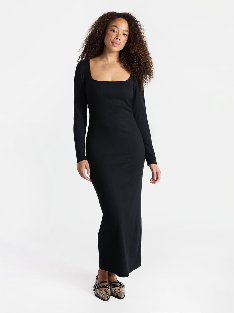 No Boundaries Square Neck Dress with Long Sleeves, Women's - Walmart.com No Boundaries Square Neck Dress with Long Sleeves, Women's - Walmart.com