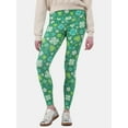 thumbnail image 1 of No Boundaries St. Patrick’s Clover Print High-Rise Ankle Leggings, 27” Inseam, Women’s and Women’s Plus, 1 of 5