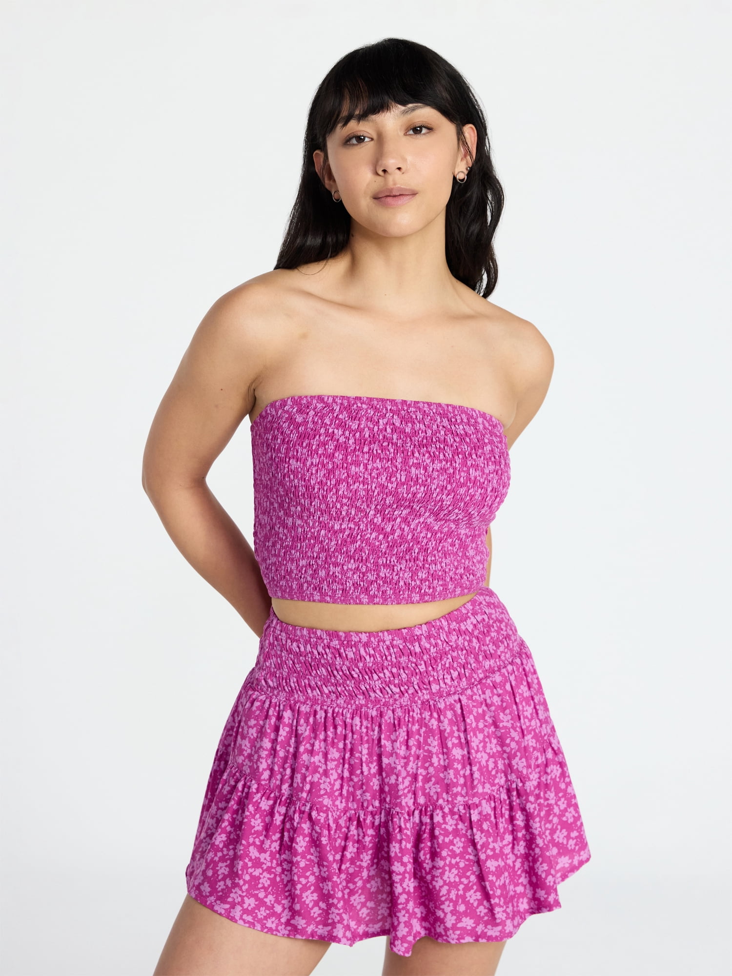 No Boundaries Strapless Top and Skirt Set, 2-Piece, Women's XXS-XXL
