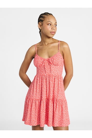 mini dresses women's clothing Floral Stripe Cotton Drop-Waist Mini Dress main image 0