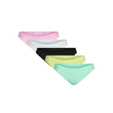 No Boundaries Women's Stretch Ribbed Thong, Underwear 5 Pack, XS-XXXL