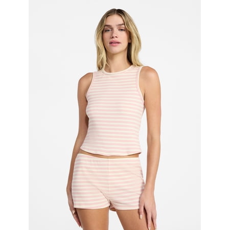 No Boundaries Striped Tank and Shorts Set, 2-Piece, Women's XXS-XXL