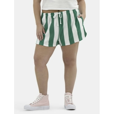 No Boundaries Striped Baja Shorts, Women's Plus