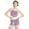 thumbnail image 1 of No Boundaries Striped Crochet Halter and Shorts Set, 2-Piece, Women's and Women's Plus, 1 of 5