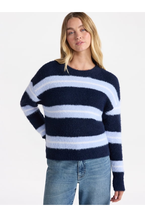 Striped Feather Sweater, Women's & Women's Plus