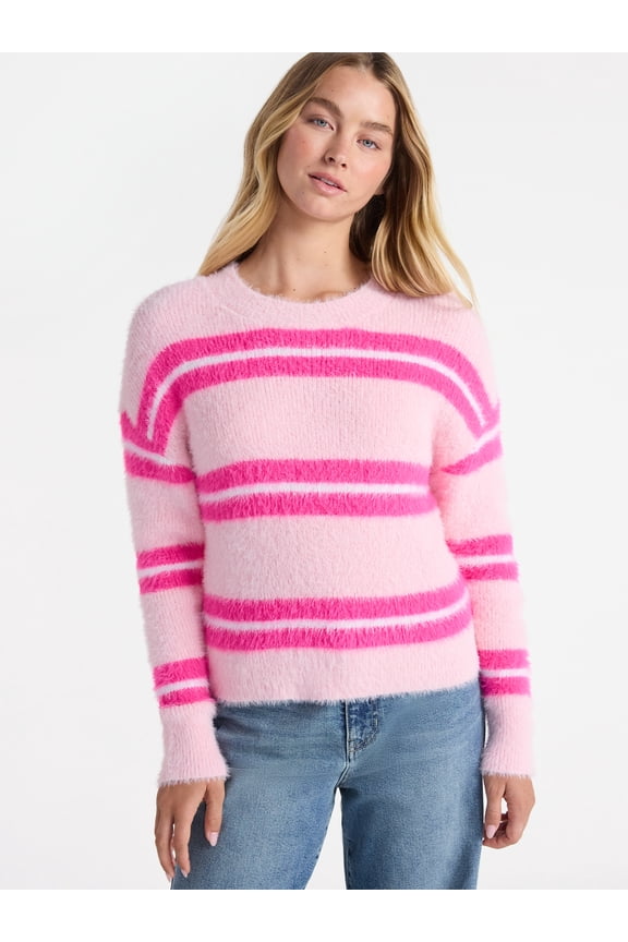 Striped Feather Sweater, Women's & Women's Plus