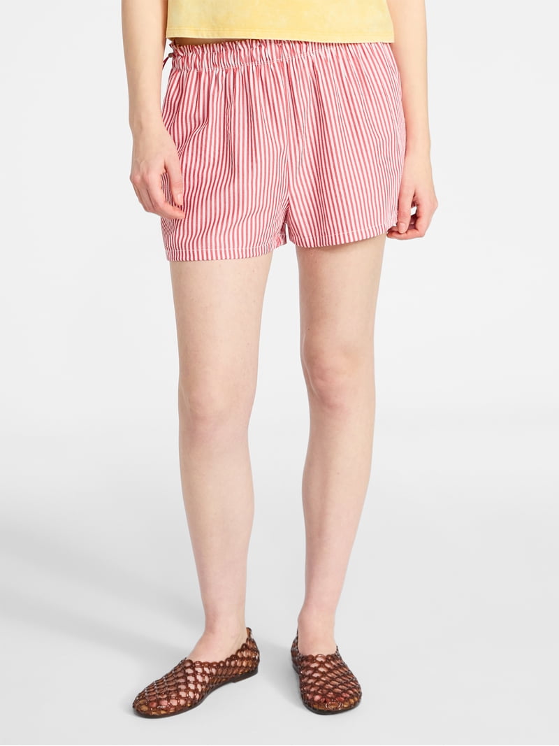 No Boundaries Striped Seersucker Bungee Shorts, 2 in Inseam