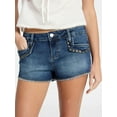thumbnail image 1 of No Boundaries Studded Denim Hot Shorts, 2'' Inseam, Women’s 00-18, 1 of 6