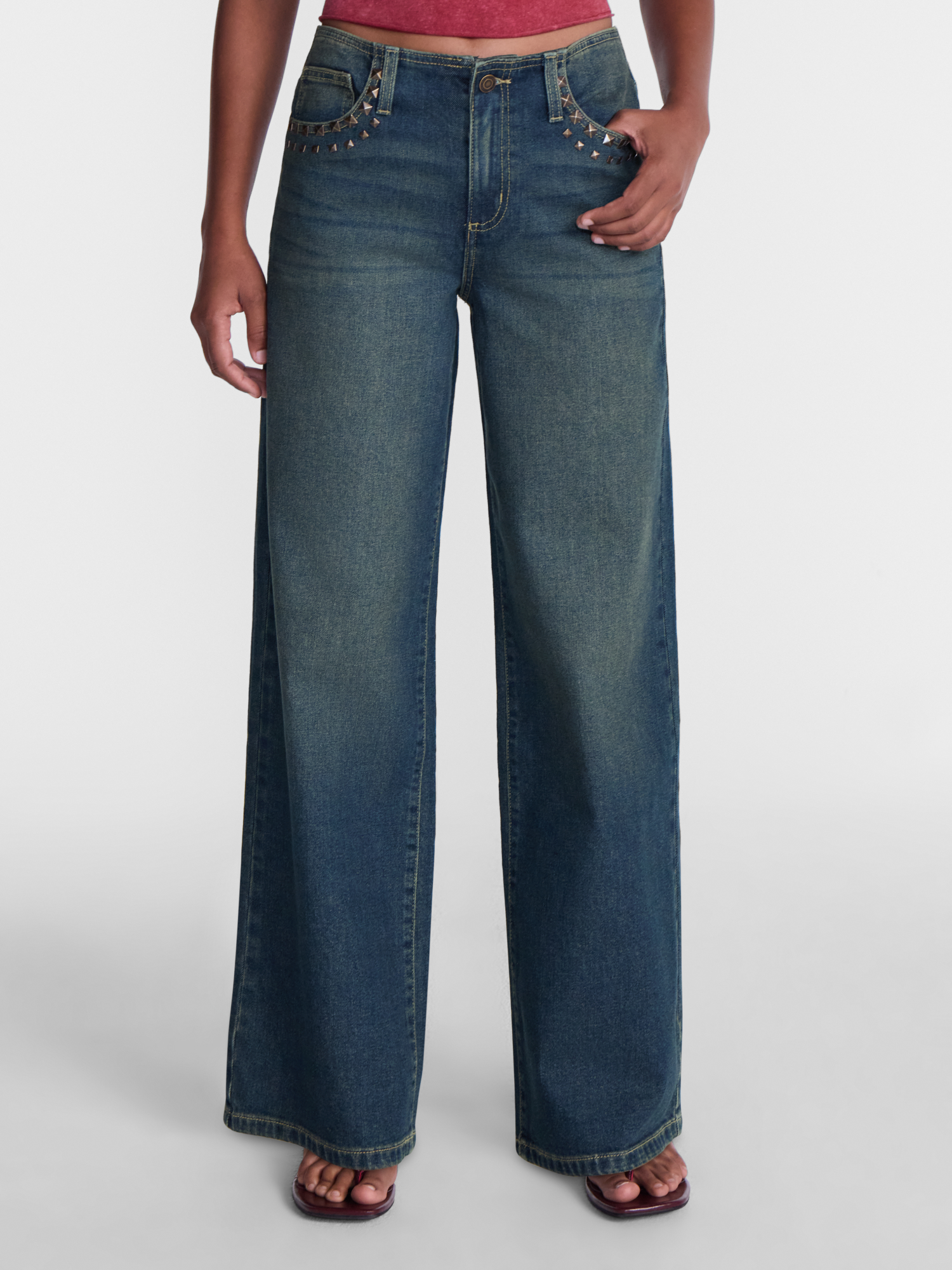 No Boundaries Studded No Waist Baggy Jeans 31 5 Inseam Women S Sizes XXS XXL: Before You Add to Cart