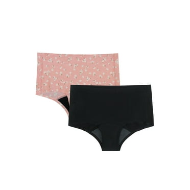 No Boundaries Super Boyshort Period Underwear, Sizes S - XXL, 2 Pack
