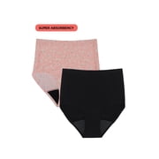 No Boundaries High-Rise Brief Super Absorbency Period Underwear, 2-Pack, Women’s XS-XXL
