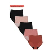 No Boundaries High-Rise Brief Super Absorbency Period Underwear, 5-Pack, Women’s Sizes S-XXL