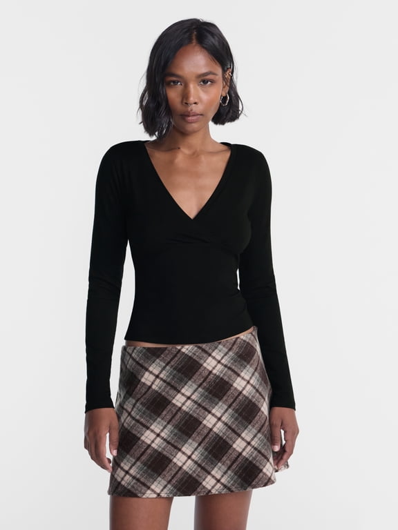 Surplice Top with Long Sleeves, Women’s XXS-XXL