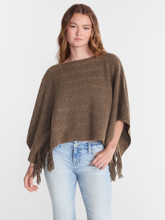 Sweater Poncho, Midweight, Women’s XS-XXL