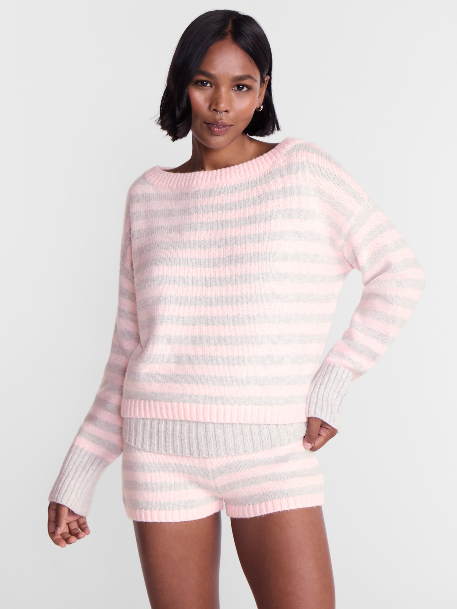No Boundaries Sweater and Shorts Set, 2 Piece, Women's XXS-XXL