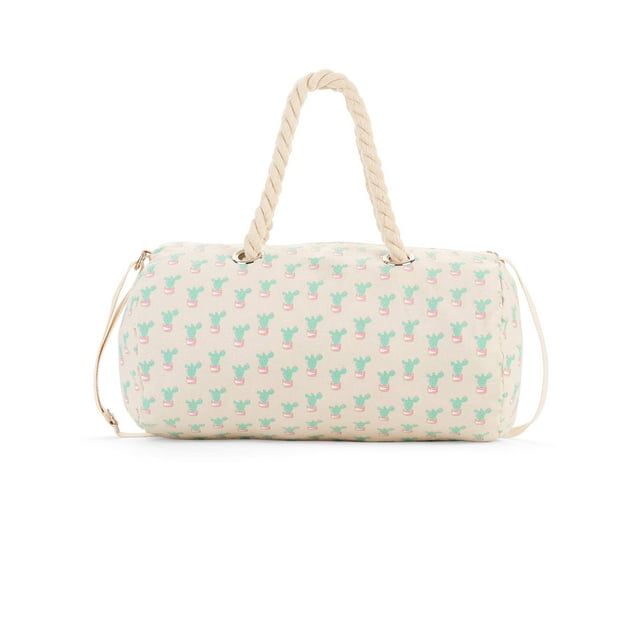 No Boundaries Tan Cactus Rope Handle Duffle Bag