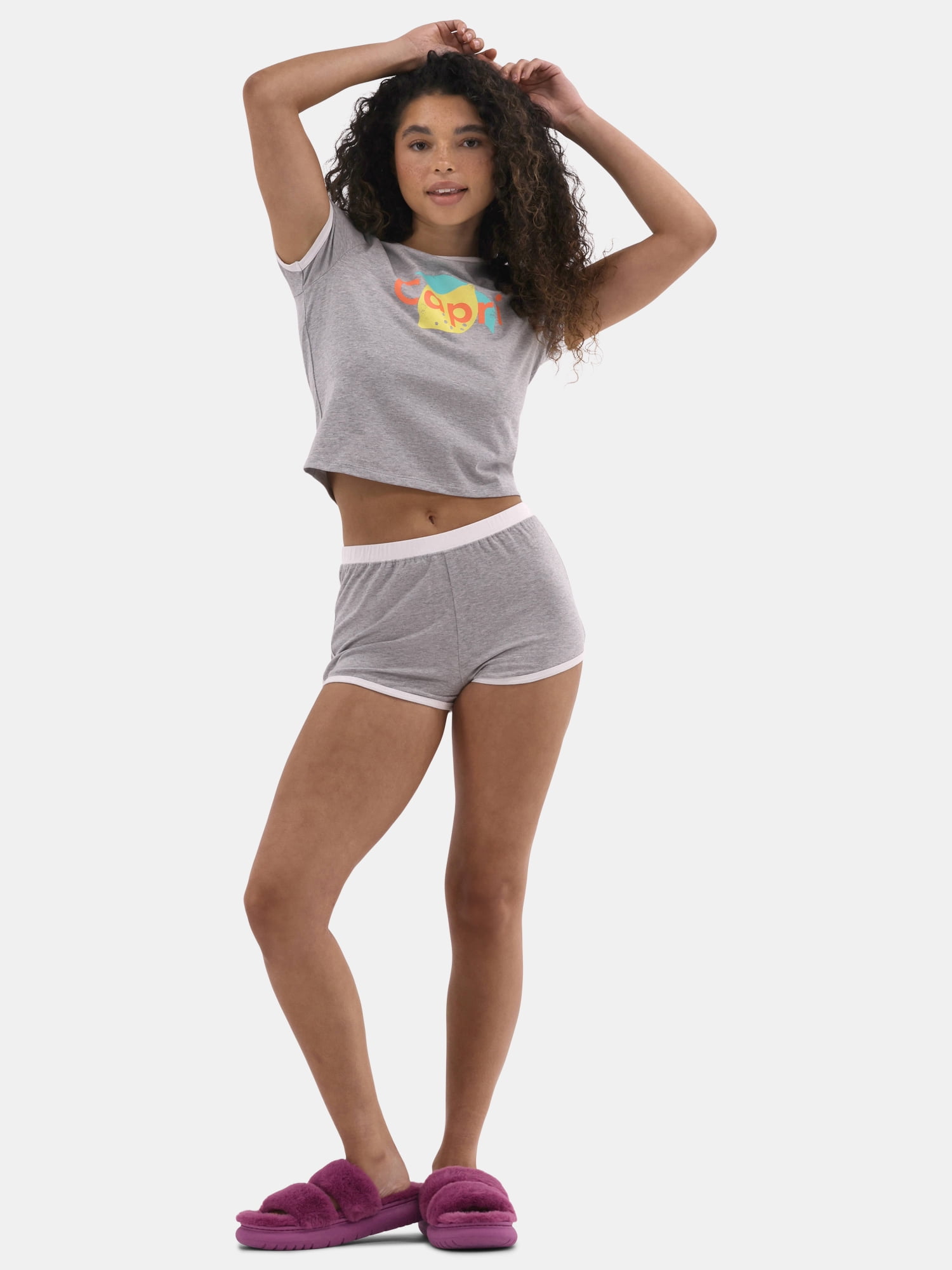 No Boundaries Tee and Shorts Sleep Set, 2-Piece, Women's