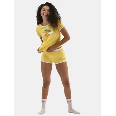 No Boundaries Tee and Shorts Sleep Set, 2-Piece, Women's