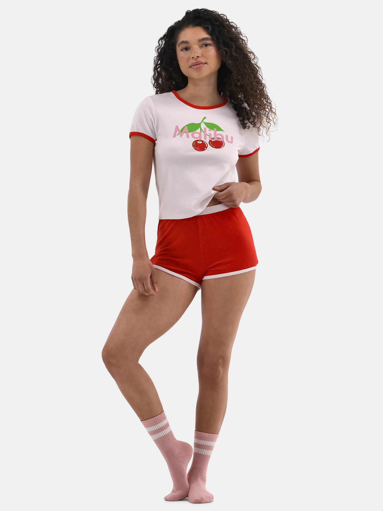 No Boundaries Tee and Shorts Sleep Set, 2-Piece, Women's
